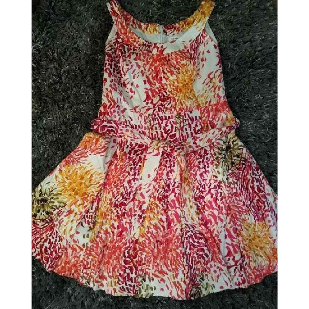 Calvin Klein Pleated Fit And Flare Sleeveless Strappy Waist Tie Summer Dress